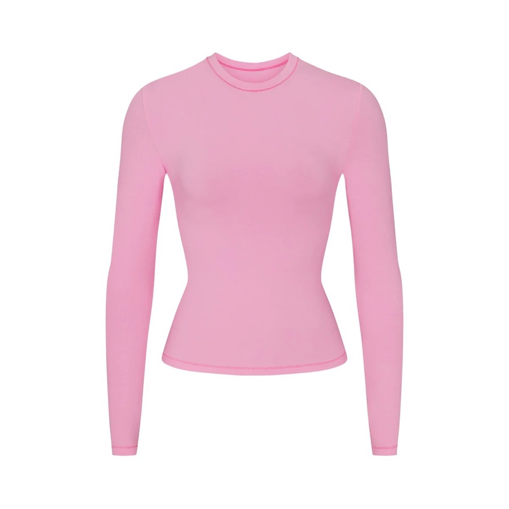 SKIMS BUBBLEGUM PINK JERSEY COTTON LONG SLEEVE